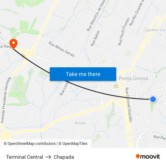 Terminal Central to Chapada map