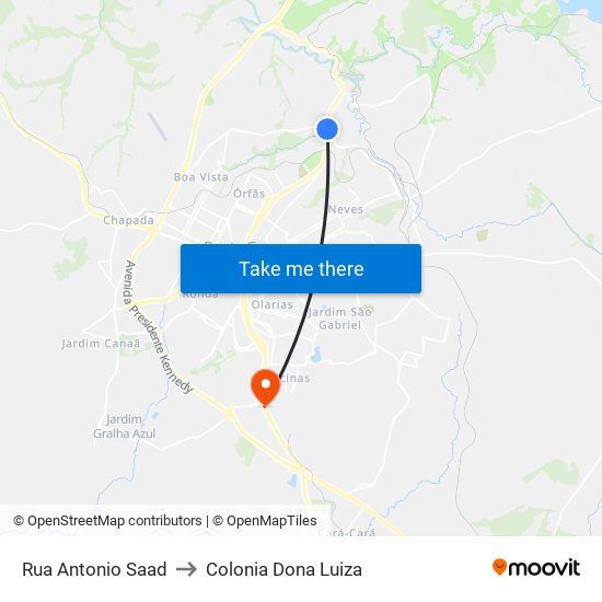 Rua Antonio Saad to Colonia Dona Luiza map