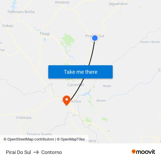 Piraí Do Sul to Contorno map