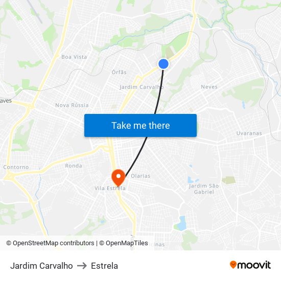 Jardim Carvalho to Estrela map