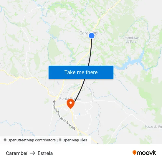 Carambeí to Estrela map
