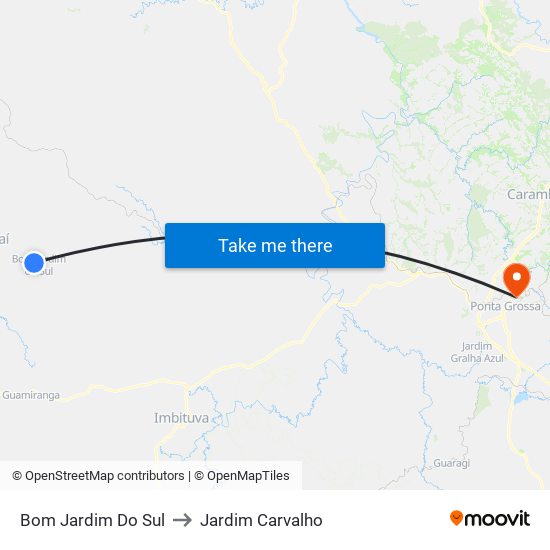 Bom Jardim Do Sul to Jardim Carvalho map