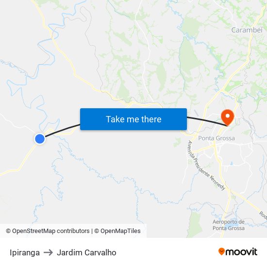 Ipiranga to Jardim Carvalho map