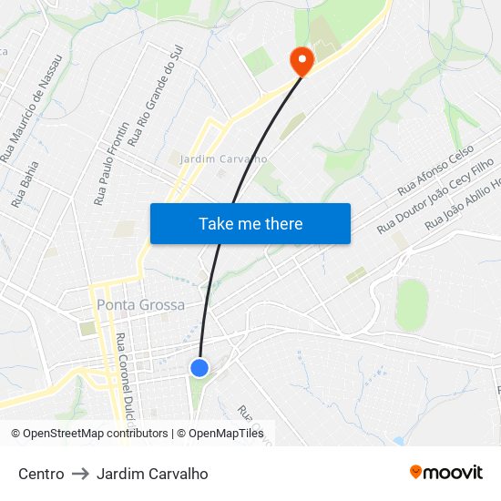 Centro to Jardim Carvalho map