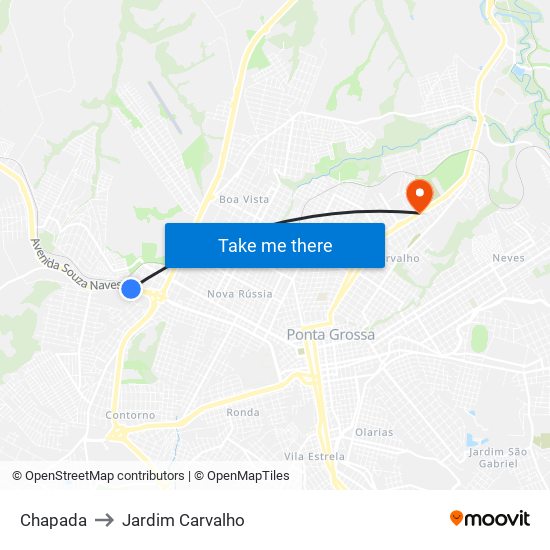 Chapada to Jardim Carvalho map