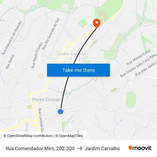 Rua Comendador Miró, 202-300 to Jardim Carvalho map