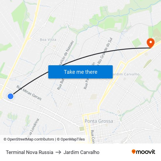 Terminal Nova Russia to Jardim Carvalho map