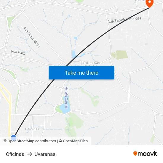 Oficinas to Uvaranas map