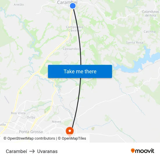 Carambeí to Uvaranas map