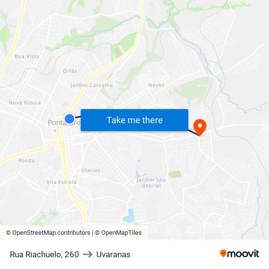 Rua Riachuelo, 260 to Uvaranas map