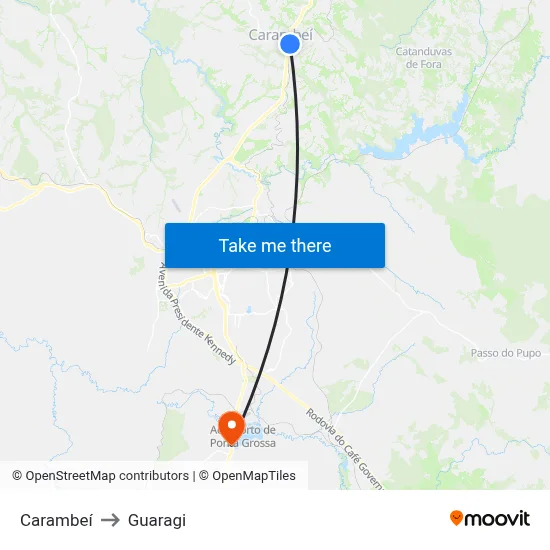 Carambeí to Guaragi map