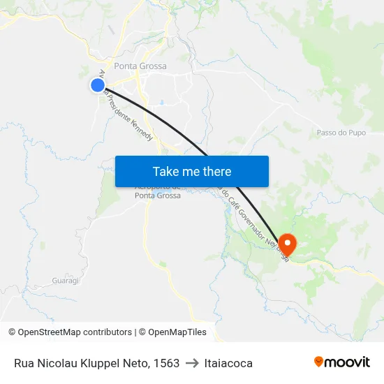 Rua Nicolau Kluppel Neto, 1563 to Itaiacoca map