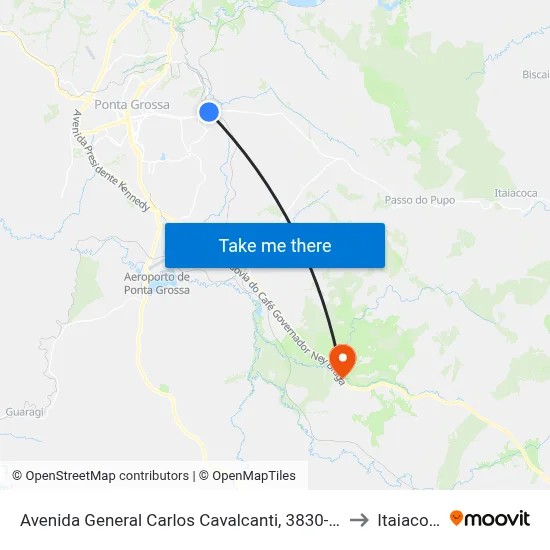 Avenida General Carlos Cavalcanti, 3830-3992 to Itaiacoca map