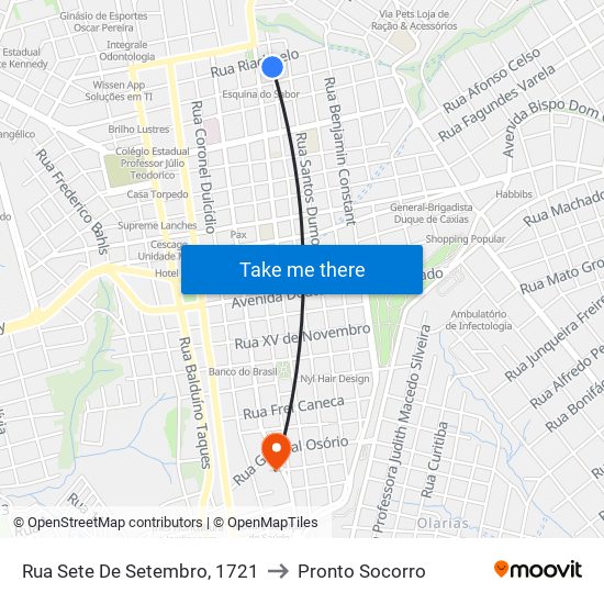 Rua Sete De Setembro, 1721 to Pronto Socorro map