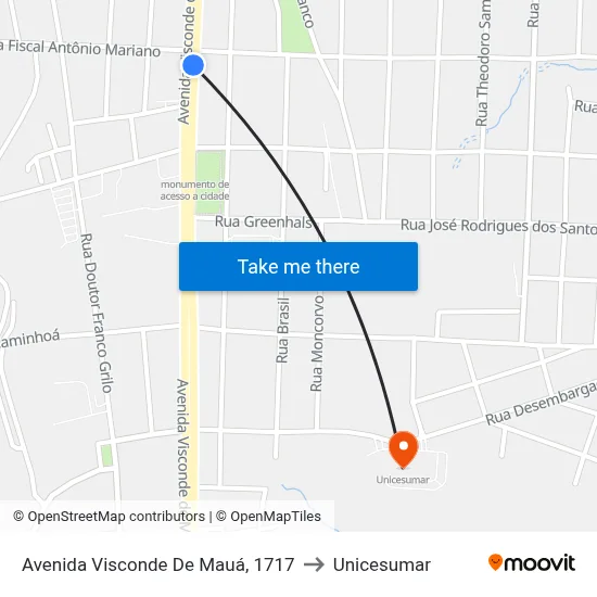 Avenida Visconde De Mauá, 1717 to Unicesumar map