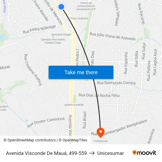 Avenida Visconde De Mauá, 499-559 to Unicesumar map