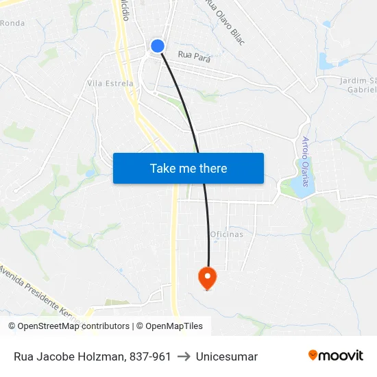 Rua Jacobe Holzman, 837-961 to Unicesumar map