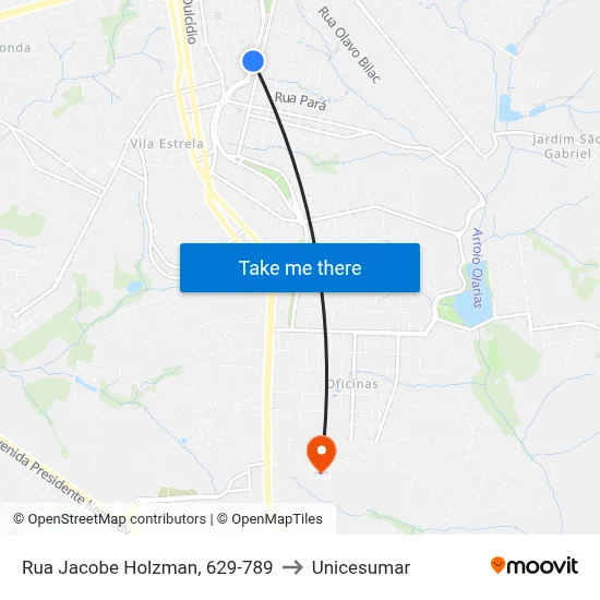 Rua Jacobe Holzman, 629-789 to Unicesumar map
