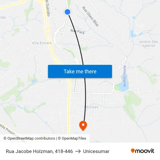 Rua Jacobe Holzman, 418-446 to Unicesumar map