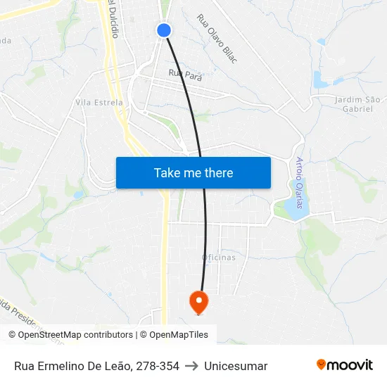 Rua Ermelino De Leão, 278-354 to Unicesumar map