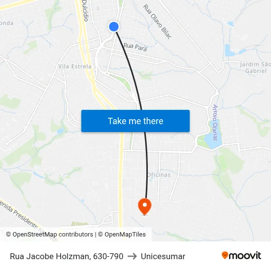 Rua Jacobe Holzman, 630-790 to Unicesumar map