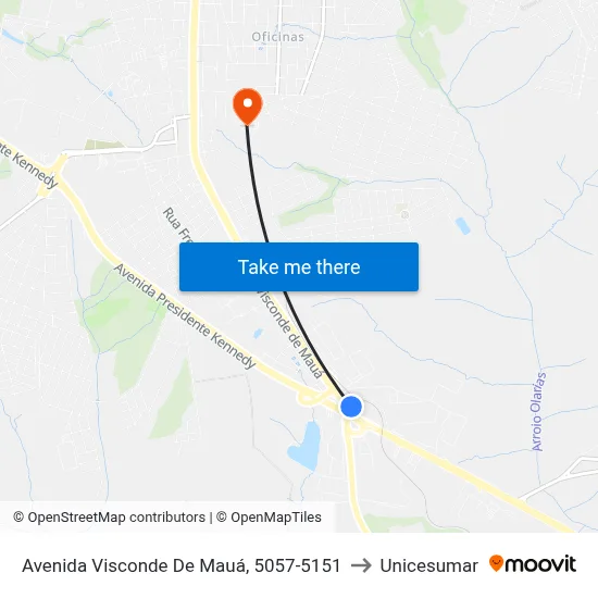 Avenida Visconde De Mauá, 5057-5151 to Unicesumar map