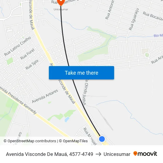Avenida Visconde De Mauá, 4577-4749 to Unicesumar map