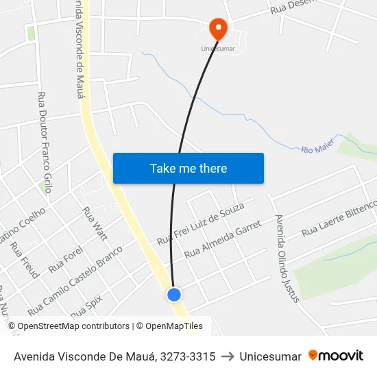 Avenida Visconde De Mauá, 3273-3315 to Unicesumar map