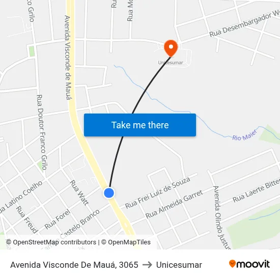 Avenida Visconde De Mauá, 3065 to Unicesumar map