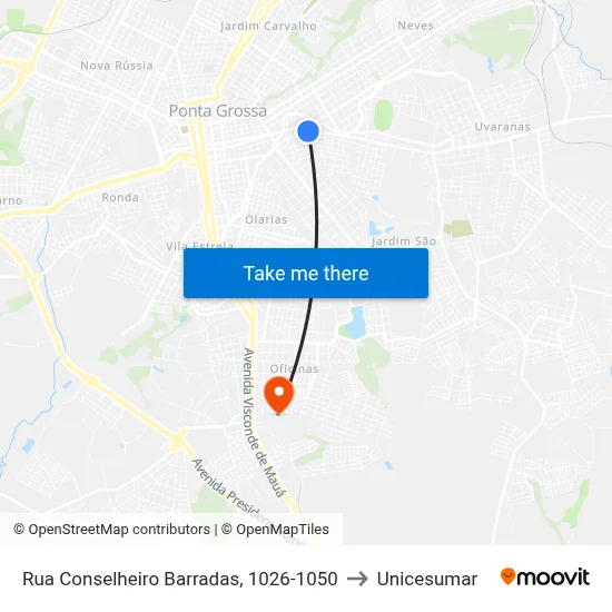 Rua Conselheiro Barradas, 1026-1050 to Unicesumar map
