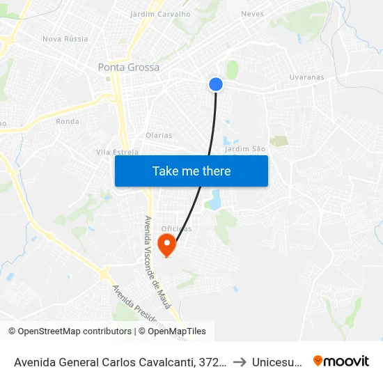 Avenida General Carlos Cavalcanti, 3729-3827 to Unicesumar map