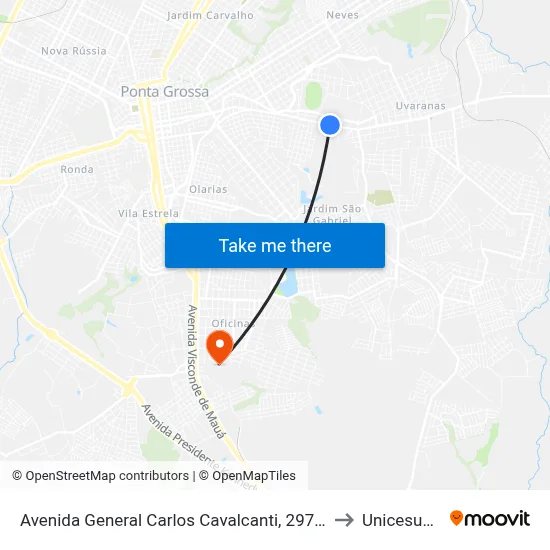 Avenida General Carlos Cavalcanti, 2977-3153 to Unicesumar map