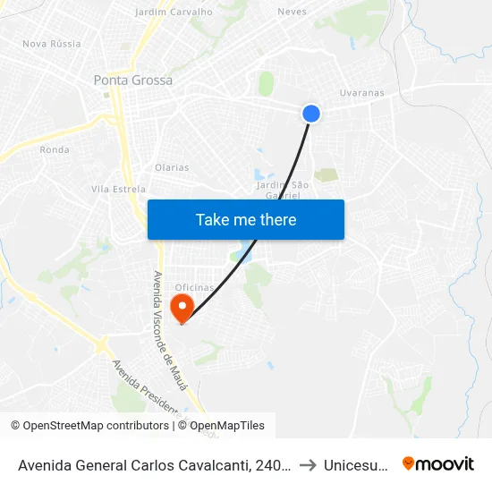Avenida General Carlos Cavalcanti, 2405-2617 to Unicesumar map