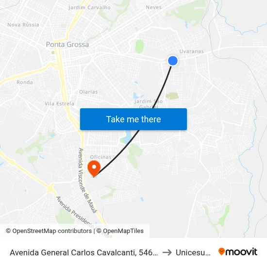Avenida General Carlos Cavalcanti, 5468-5586 to Unicesumar map