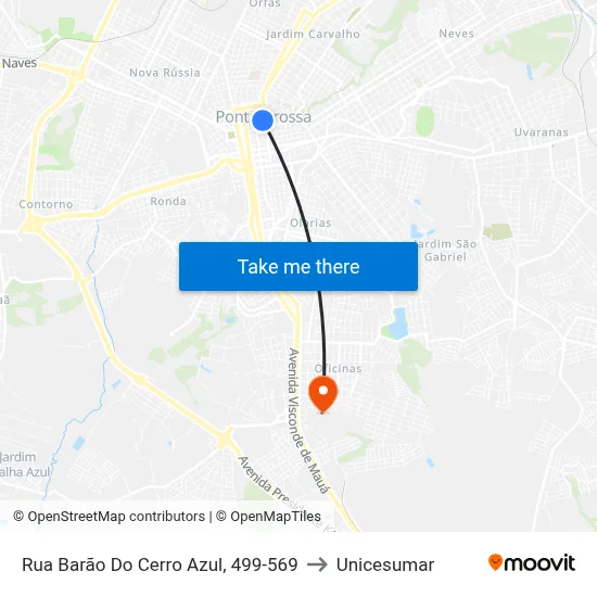Rua Barão Do Cerro Azul, 499-569 to Unicesumar map