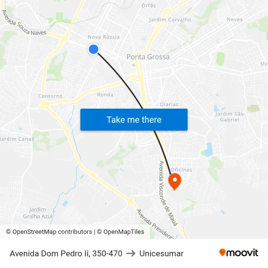 Avenida Dom Pedro Ii, 350-470 to Unicesumar map