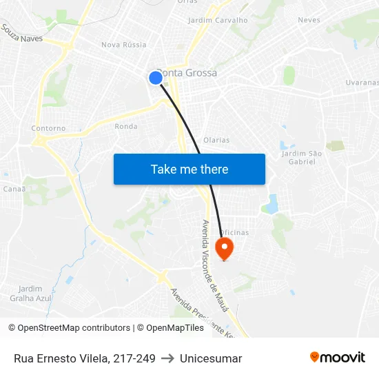 Rua Ernesto Vilela, 217-249 to Unicesumar map