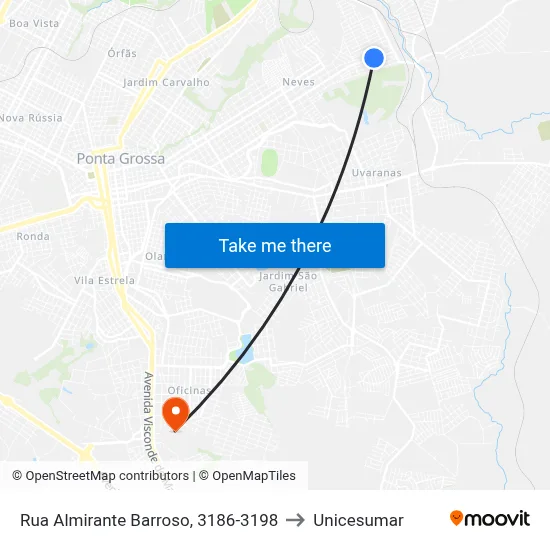 Rua Almirante Barroso, 3186-3198 to Unicesumar map