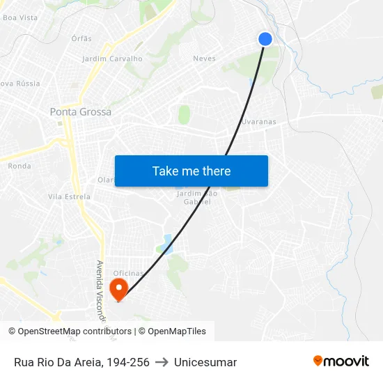 Rua Rio Da Areia, 194-256 to Unicesumar map
