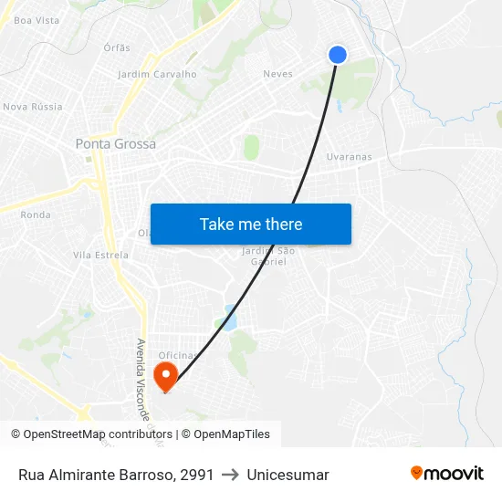 Rua Almirante Barroso, 2991 to Unicesumar map