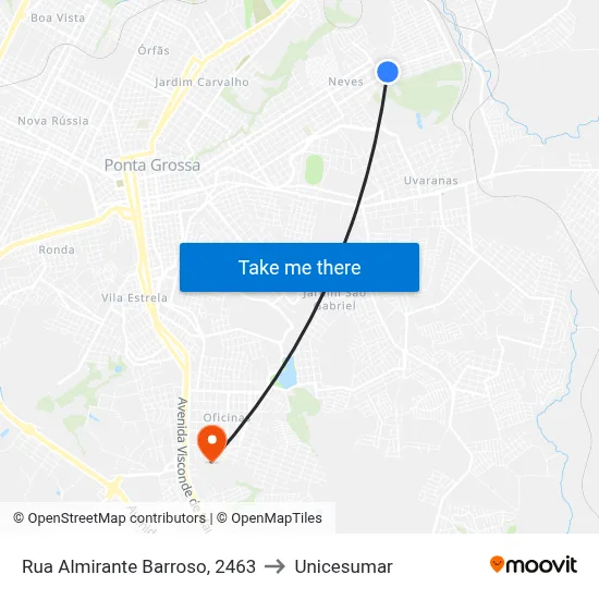 Rua Almirante Barroso, 2463 to Unicesumar map