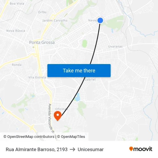Rua Almirante Barroso, 2193 to Unicesumar map