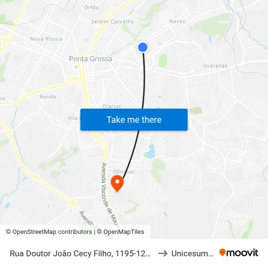 Rua Doutor João Cecy Filho, 1195-1291 to Unicesumar map