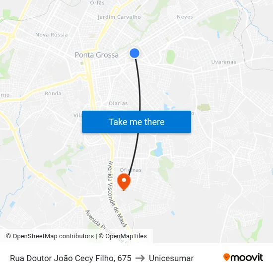 Rua Doutor João Cecy Filho, 675 to Unicesumar map