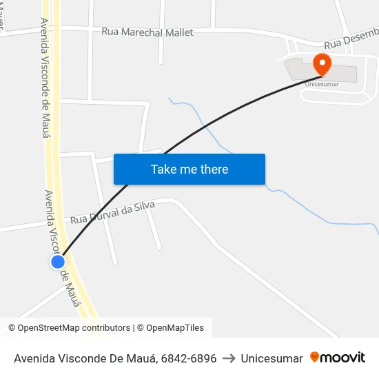 Avenida Visconde De Mauá, 6842-6896 to Unicesumar map