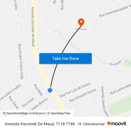 Avenida Visconde De Mauá, 7118-7186 to Unicesumar map