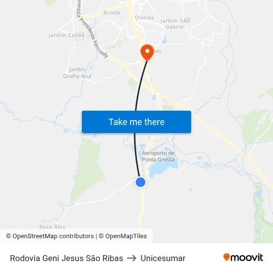 Rodovia Geni Jesus São Ribas to Unicesumar map