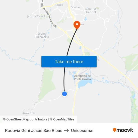 Rodovia Geni Jesus São Ribas to Unicesumar map