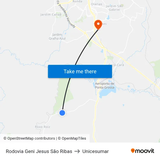 Rodovia Geni Jesus São Ribas to Unicesumar map