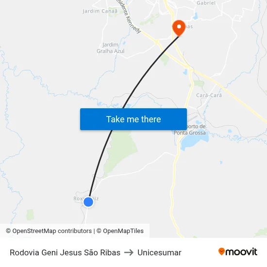 Rodovia Geni Jesus São Ribas to Unicesumar map